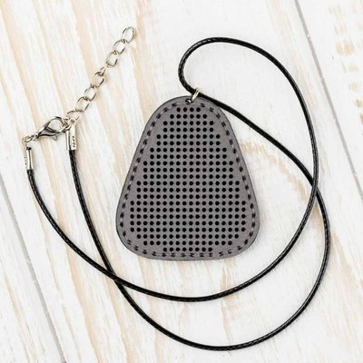 Аrtificial leather embroidery blank Pendant FLBE(BB)-022 Grey